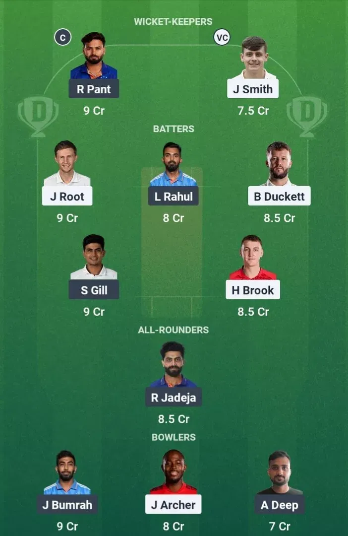 ENG vs IND Dream11 Prediction, Best Dream11 Playing XI, Today Match 3rd test, England vs India test series 2025