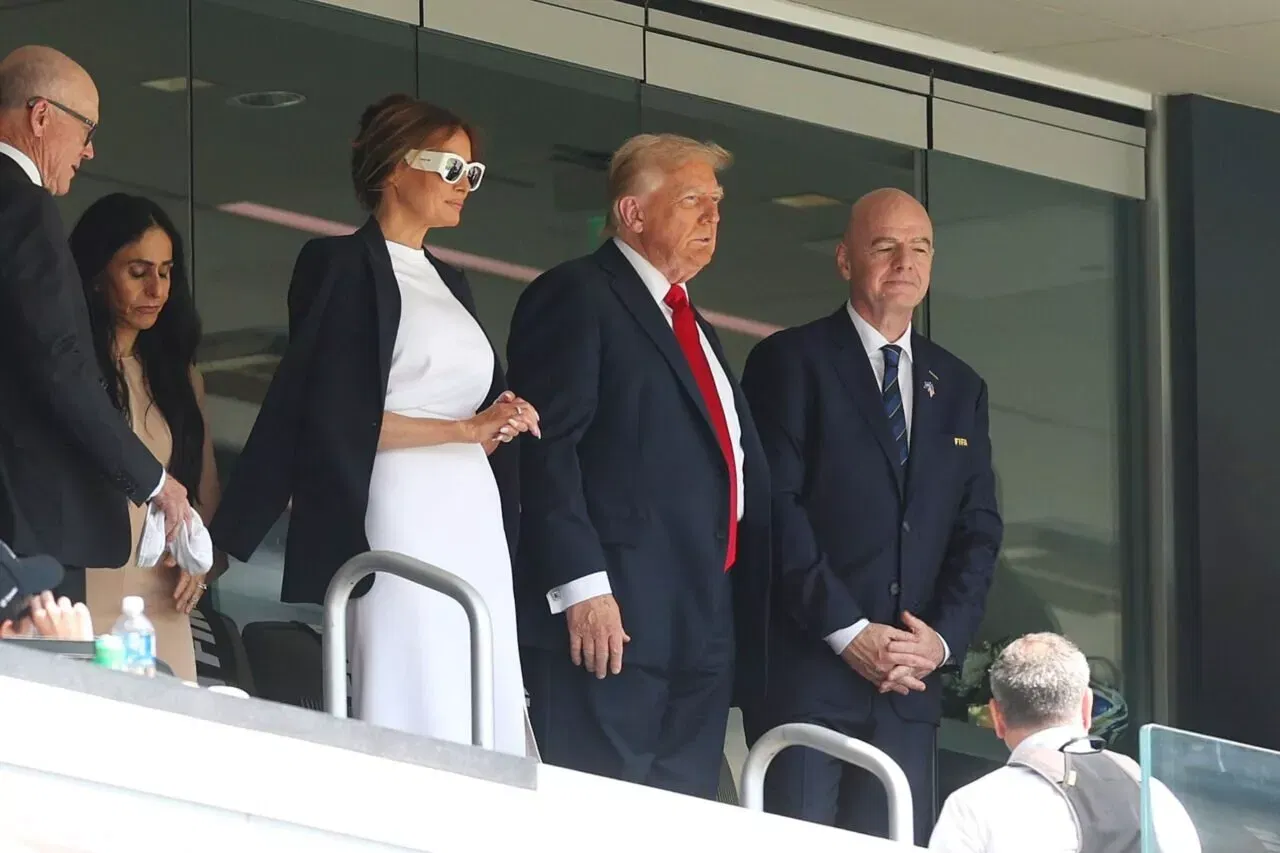 U.S. President Donald Trump and first lady Melania Trump join FIFA President Gianni Infantino