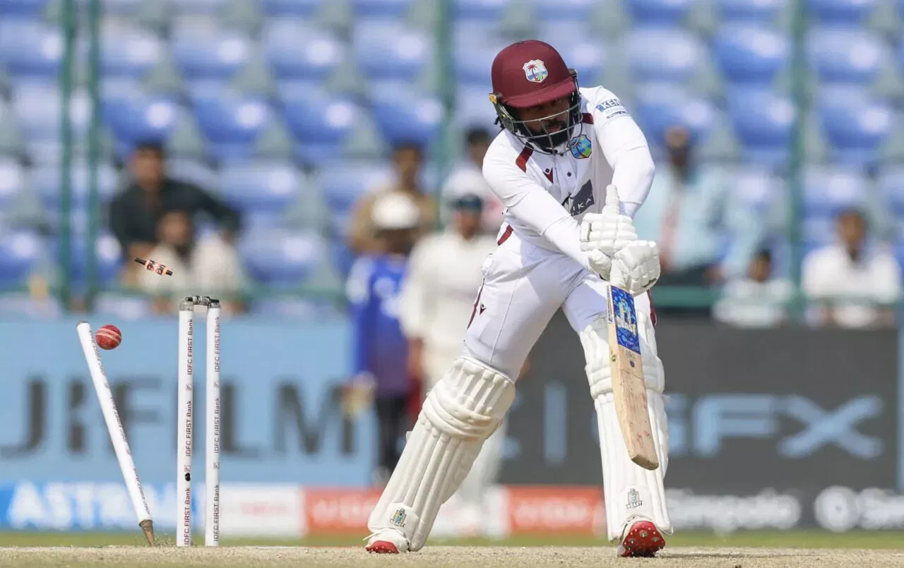 Jomel Warrican dismissed by Jasprit Bumrah