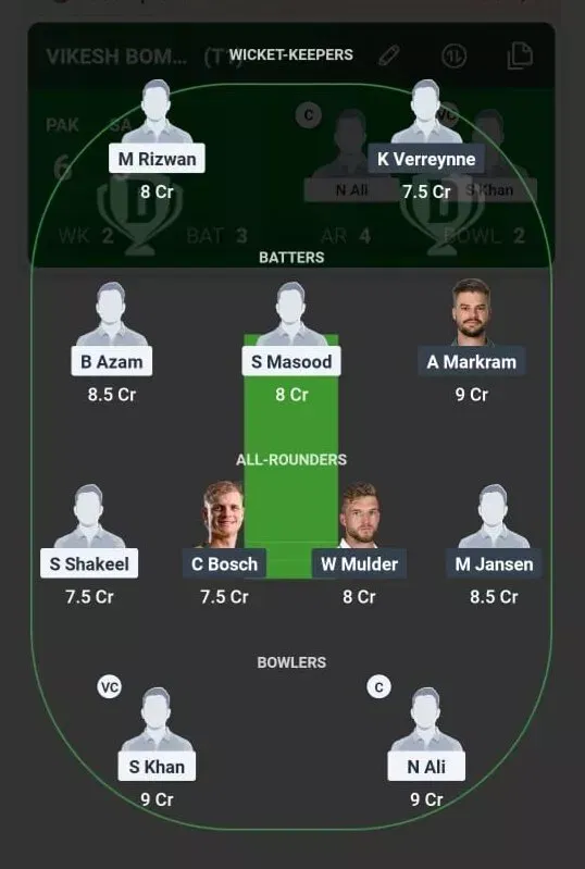 PAK vs SA Dream11 Prediction, Best Dream11 Playing XI, Today Match 1st Test, Pakistan vs South Africa Test series 2025
