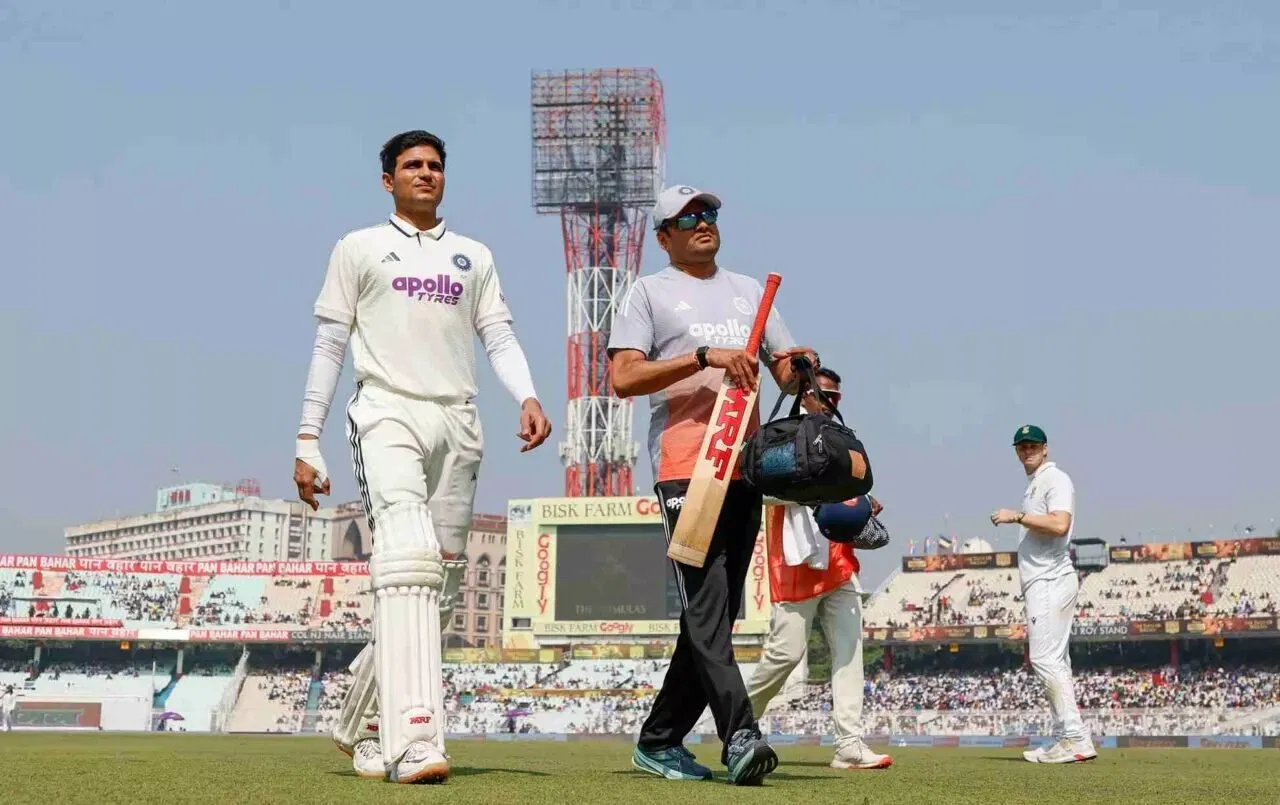 Shubman Gill leaves the field at the Eden Gardens, Kolkata