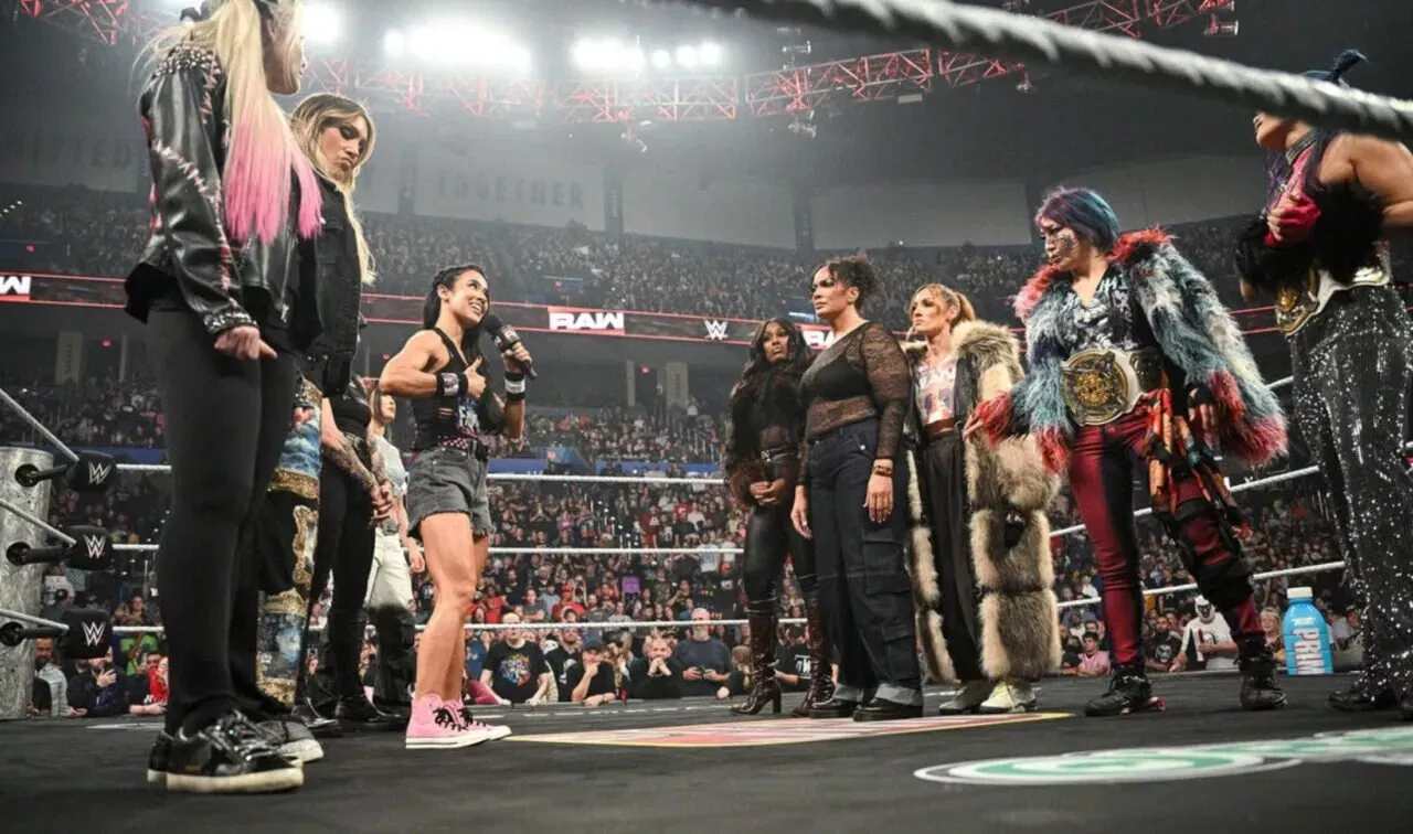 WWE RAW Survivor Series WarGames Charlotte Flair, Alexa Bliss, AJ Lee, Rhea Ripley, and IYO SKY (1)