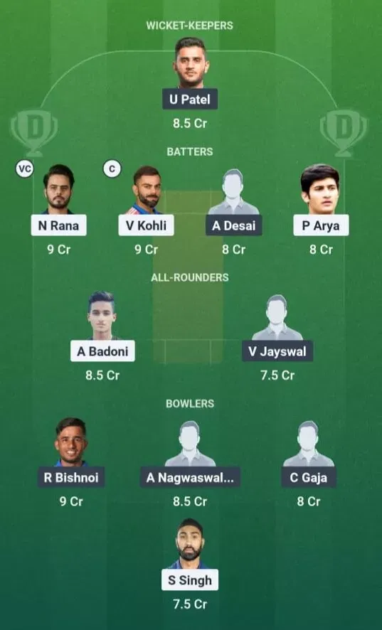 DEL vs GUJ Dream11 Prediction, Dream11 Playing XI, Today Match 8, Vijay Hazare Trophy Elite 2025-26