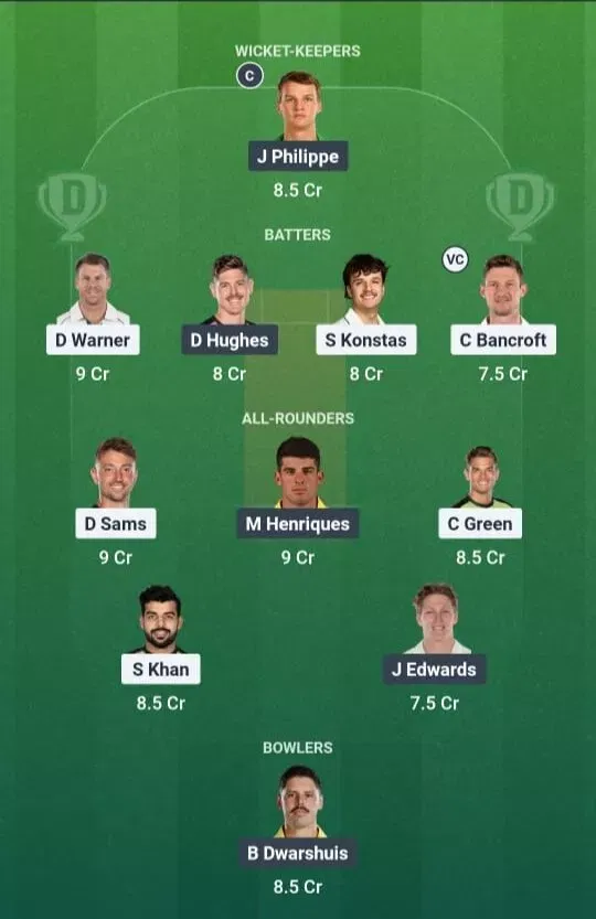 THU vs SIX Dream11 Prediction, Dream11 Playing XI, Today Match 7, Big Bash League 2025-26