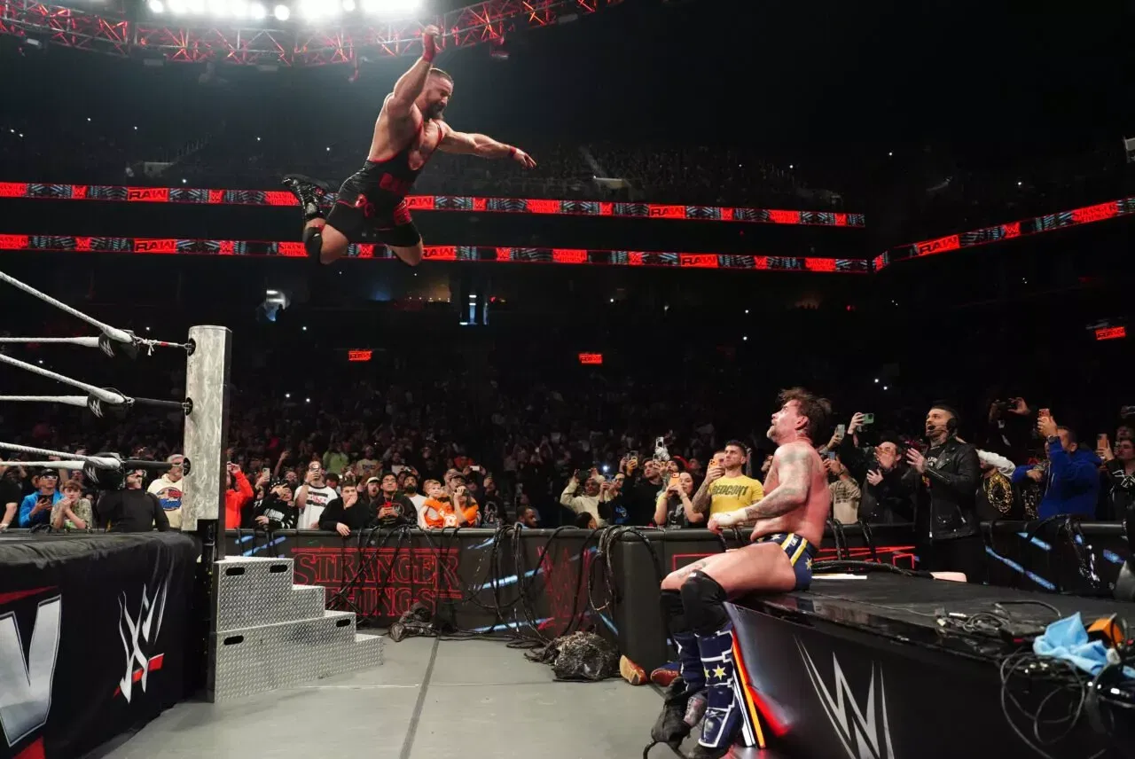 Bron Breakker and CM Punk in action during Monday Night WWE RAW