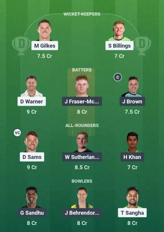 THU vs REN Dream11 Prediction, Dream11 Playing XI, Today Match 33, Big Bash League 2025-26