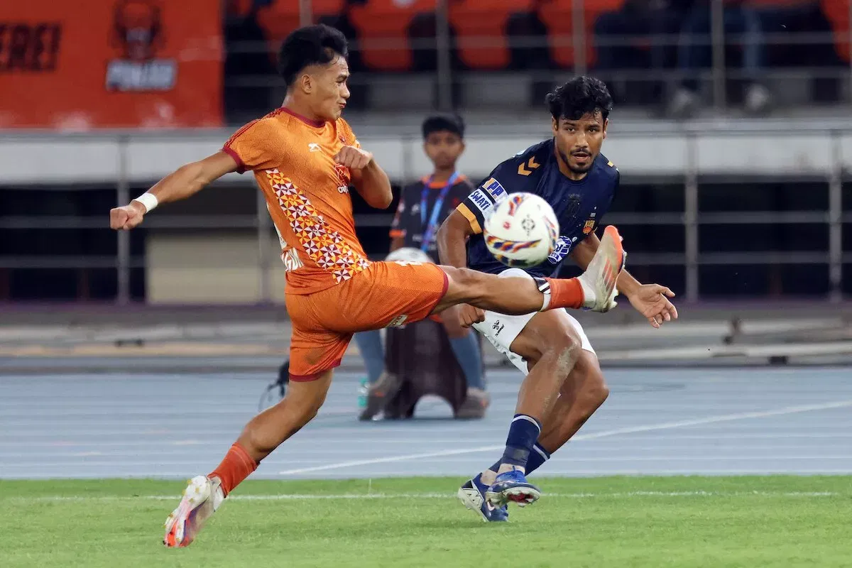Sandip Mandi of Inter Kashi FC in action