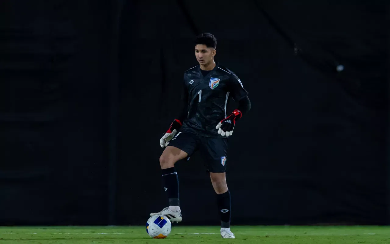 Rajrup Sarkar is in action for India U-17