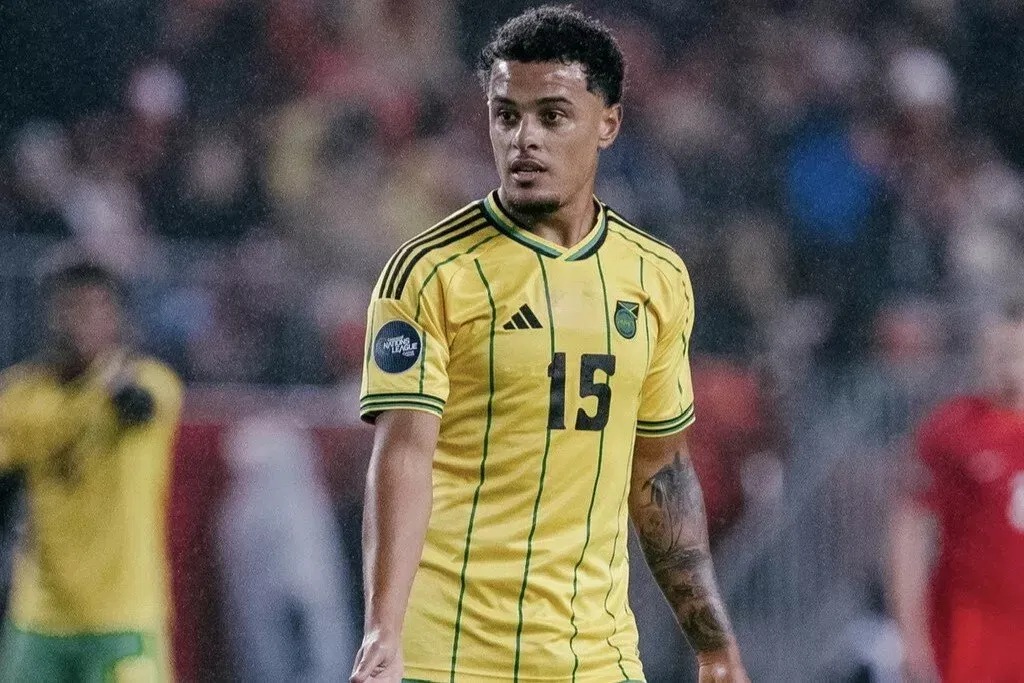 Joel Latibeaudiere in action for the Jamaican NT