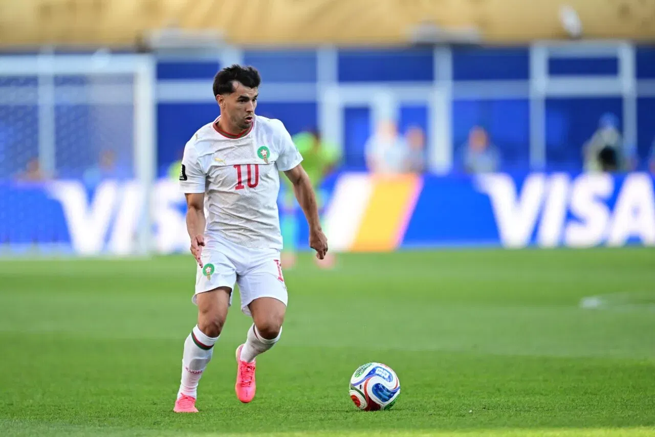Brahim Diaz (10) of Morocco drives