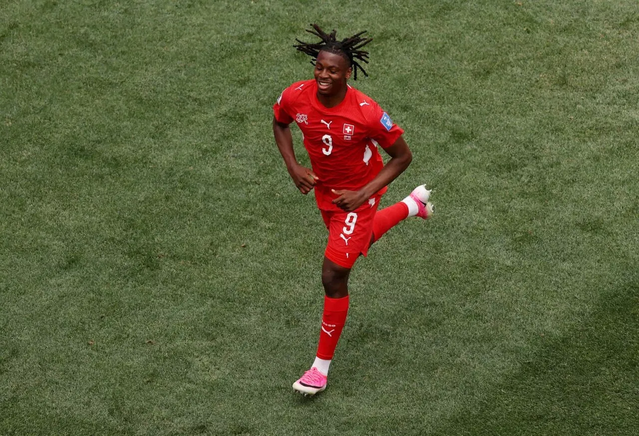 Johan Manzambi #9 of Switzerland FIFA World Cup 2026