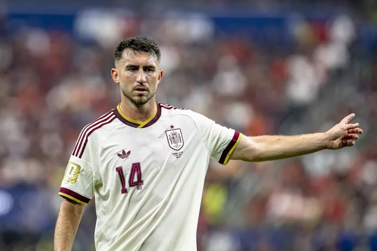 Aymeric Laporte of Spain during the 2026 World Cup match between Portugal and Spain at Dallas Stadium on July 6, 2026, in Dallas, United States. (Photo by Stefan Koops/EYE4IMAGES/NurPhoto via Getty Images)