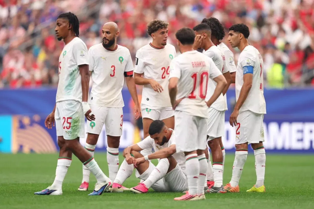 HOUSTON, TEXAS - JULY 04: Ismael Saibari #11 (C) of Morocco reacts after sustaining an injury during the FIFA World Cup 2026 Round of 16 match between Canada and Morocco at Houston Stadium on July 04, 2026 in Houston, Texas. (Photo by Ryan Pierse - FIFA/FIFA via Getty Images)