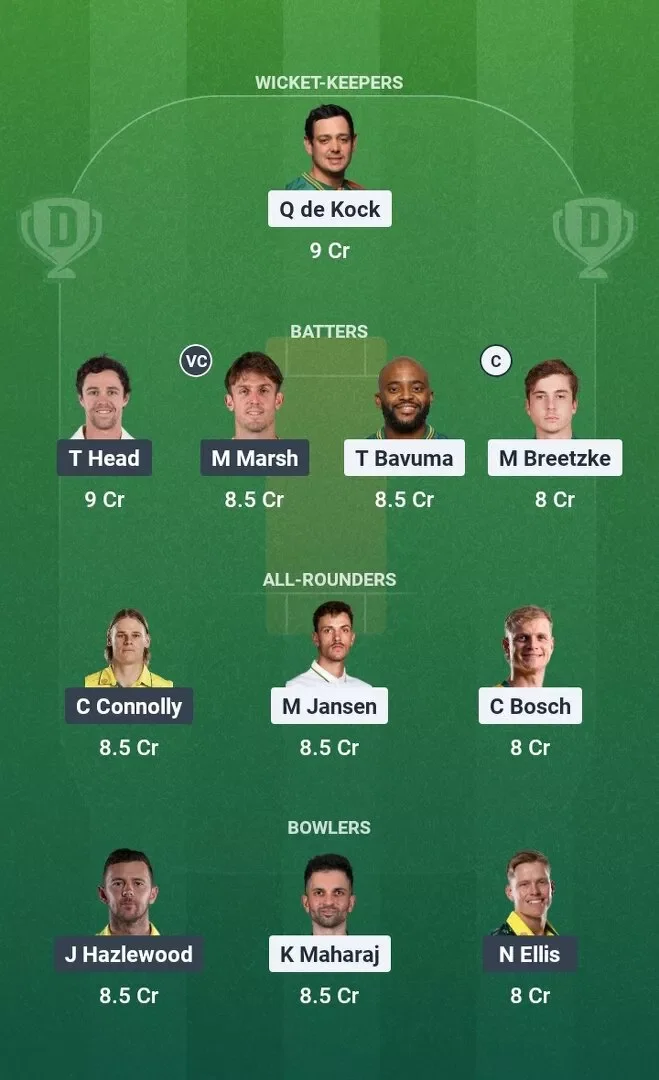 SA vs AUS Dream11 Prediction, Dream11 Playing XI, Today Match 2nd, South Africa vs Australia ODI Series 2026