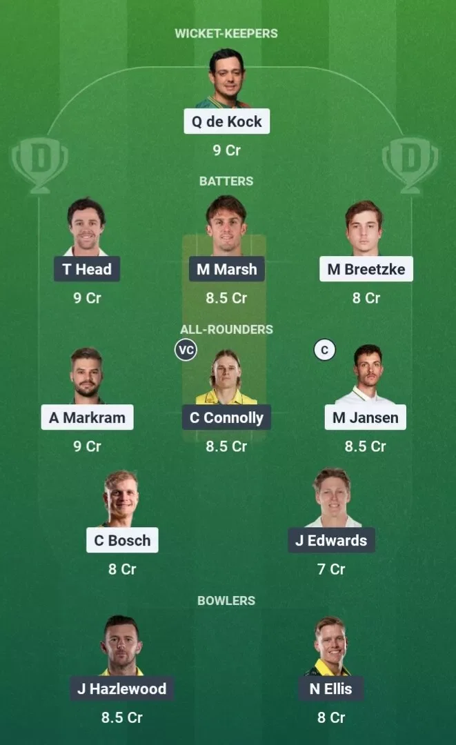 SA vs AUS Dream11 Prediction, Dream11 Playing XI, Today Match 2nd, South Africa vs Australia ODI Series 2026